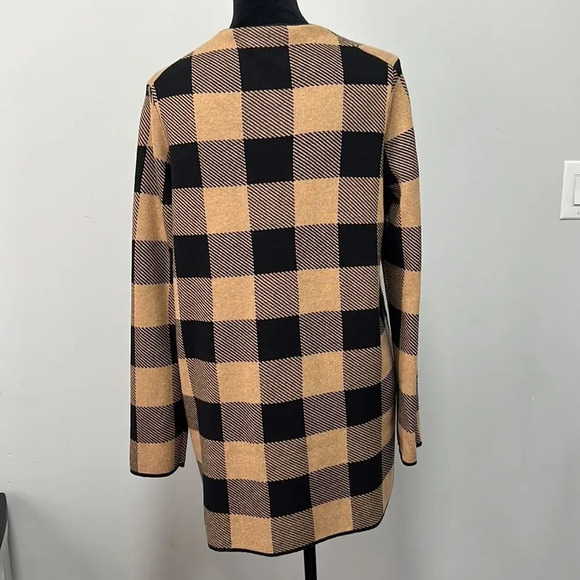 NWT J.Crew Vanessa sweater-jacket in black and brown buffalo check size Medium - Picture 7 of 9